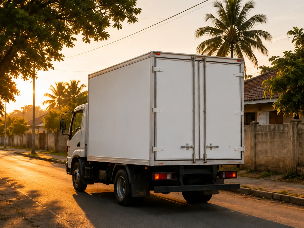 Camião de entrega da Fonte Da Vida em rota