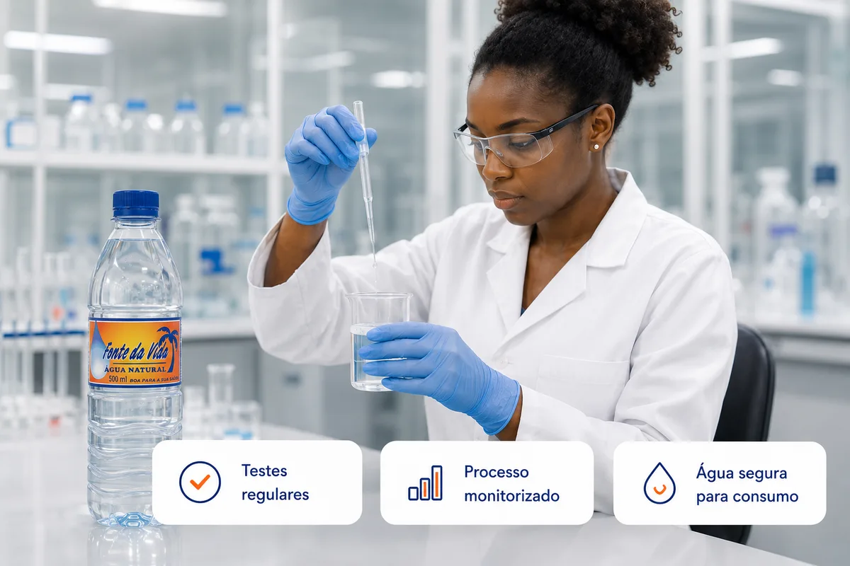 Técnica de laboratório a analisar água Fonte Da Vida